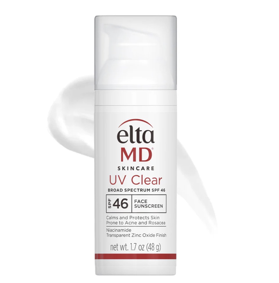 EltaMD UV Clear Broad Spectrum SPF 46 is formulated with 5% Niacinamide (Vitamin B3) to help reduce the appearance of blemishes and discoloration on your skin. This broad spectrum sunscreen contains micronized zinc oxide to protect your skin from damaging UVA (aging) and UVB (burning) rays.