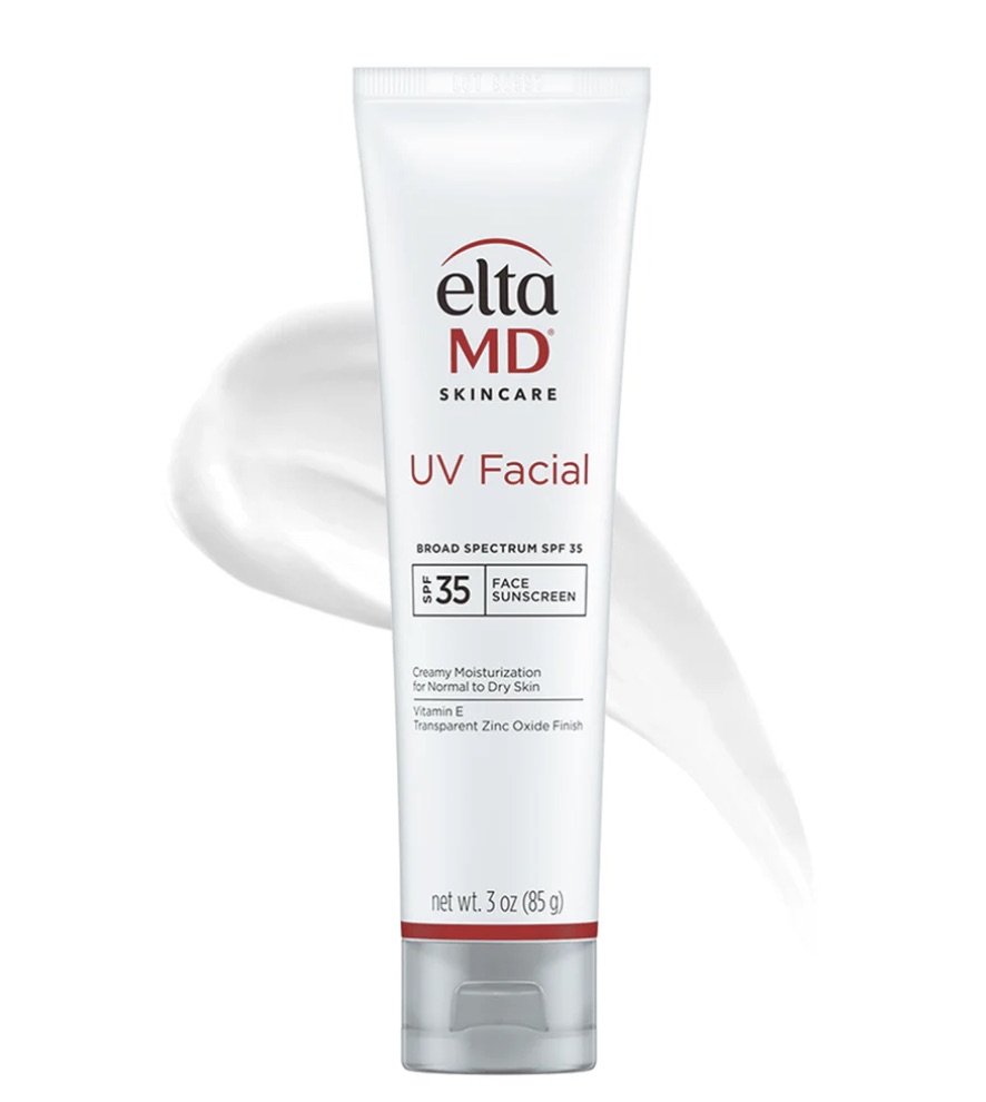 EltaMD UV Facial Broad-Spectrum SPF 35 is a cosmetically elegant, lightweight, creamy, moisturizing sunscreen enriched with vitamin E. It is suitable for everyday use, providing moisturization while protecting against UVA (aging) and UVB (burning) rays. EltaMD UV Facial is suitable for normal to dry skin. It may be worn alone or under makeup. It is fragrance-free, paraben-free, hypoallergenic and non-comedogenic.