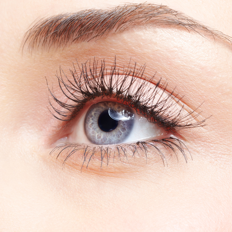 Latisse Eyelash lengthening - closeup of grey blue woman's eye