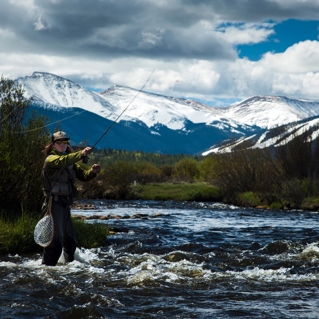 eltaMD sun block and products for your skin - woman fishing in Winter Park Colorado